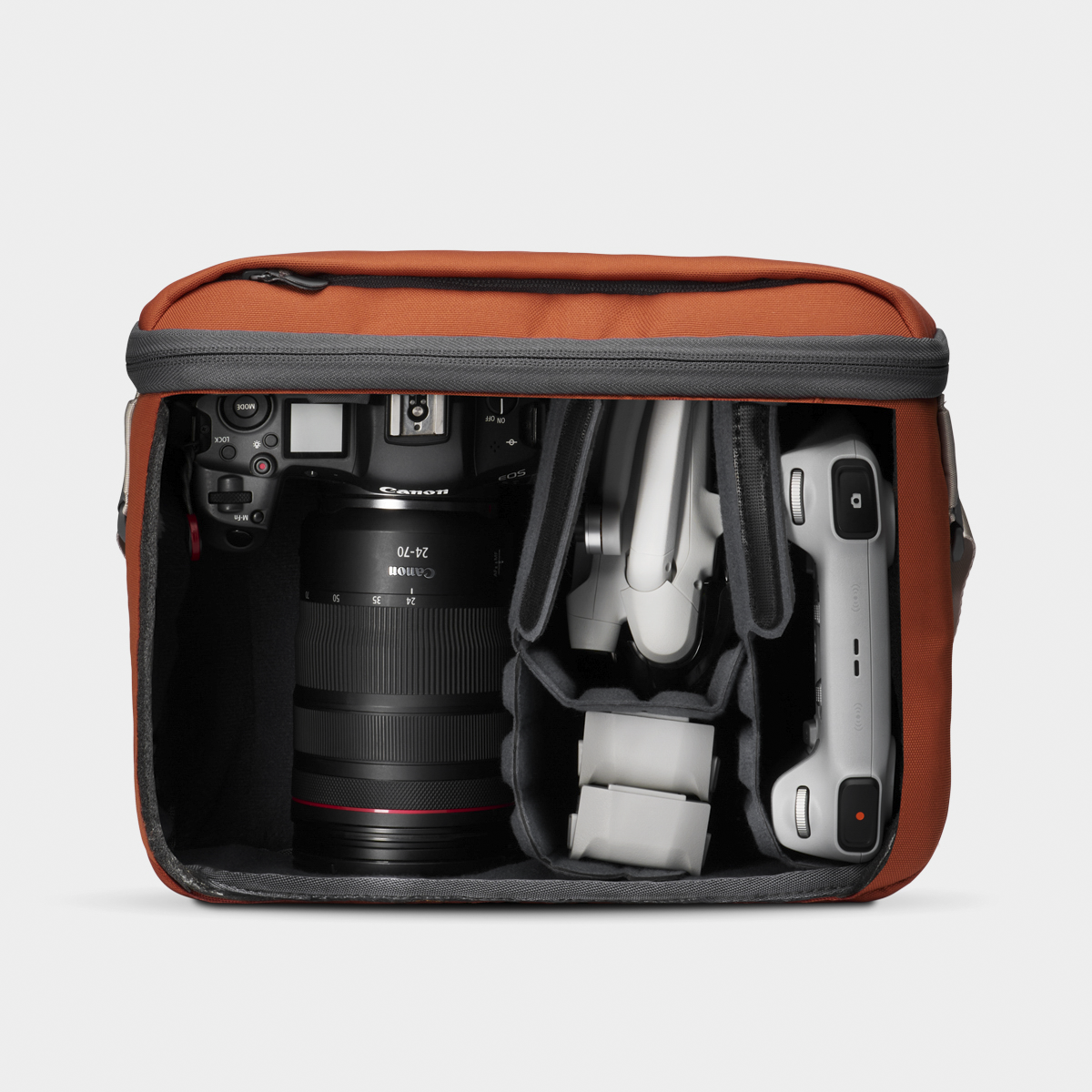 Rust Luma Camera Sling 12L With Two Lenses View #color_rust