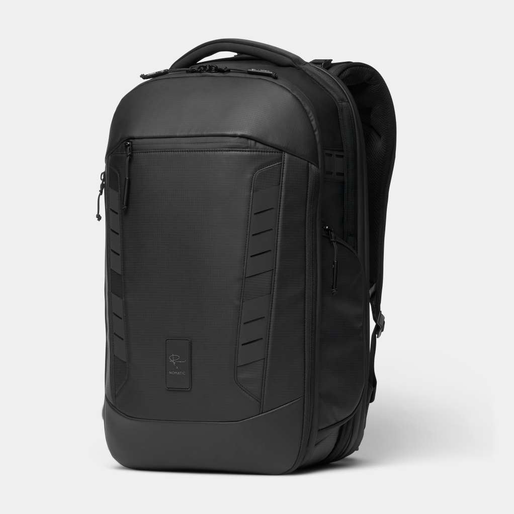 Black NOMATIC McKinnon Camera Pack 35L V2 backpack, front view