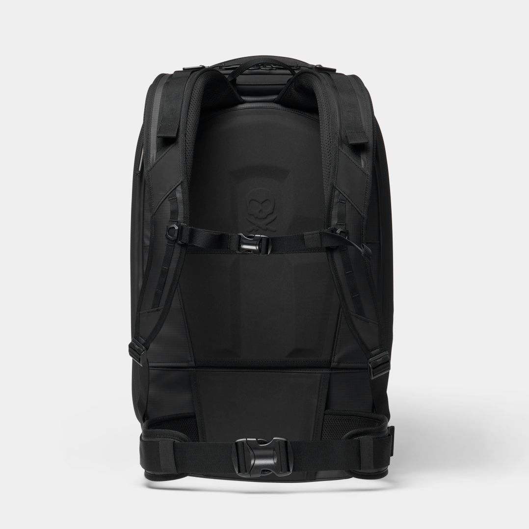 Black NOMATIC McKinnon Camera Pack 35L V2 backpack, rear view