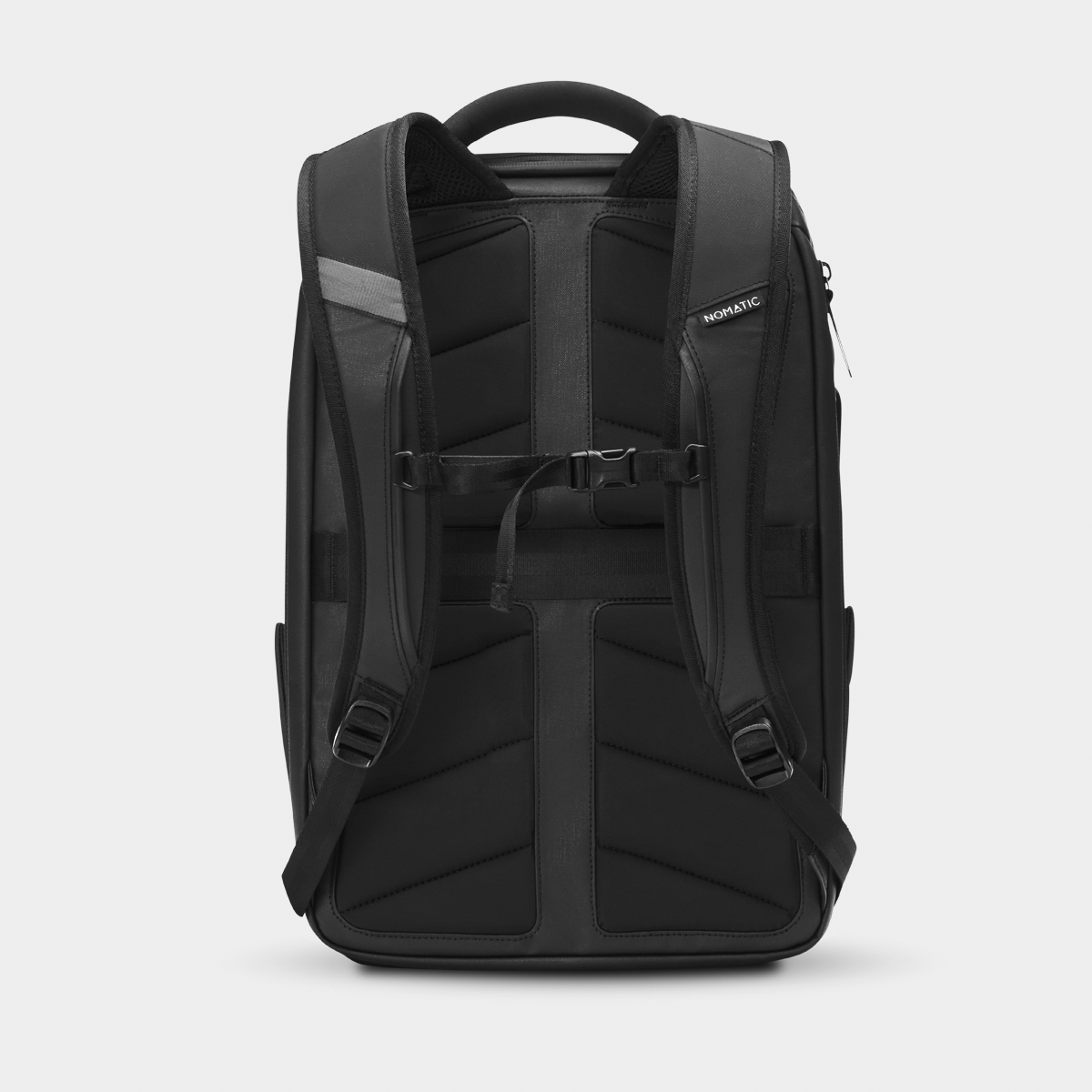 Nomatic Travel Pack 14L rear angle view showing back panel ventilation - black