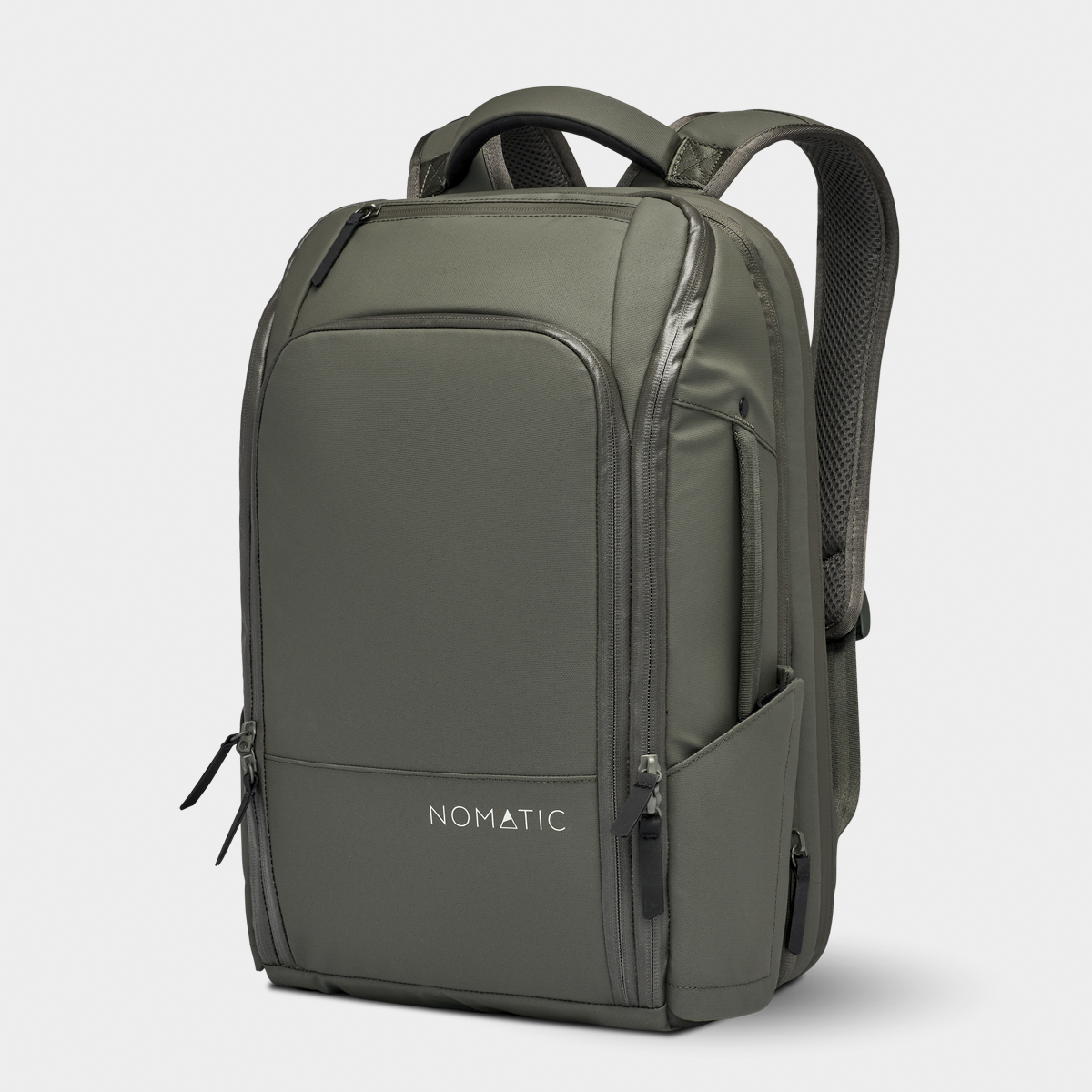 Nomatic Travel Pack 20L expandable carry-on backpack in olive - front angle#color_olive